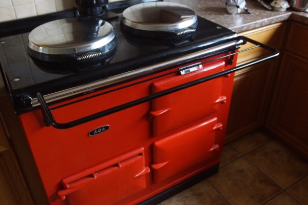 Drying Rail in black, on an AGA range cooker